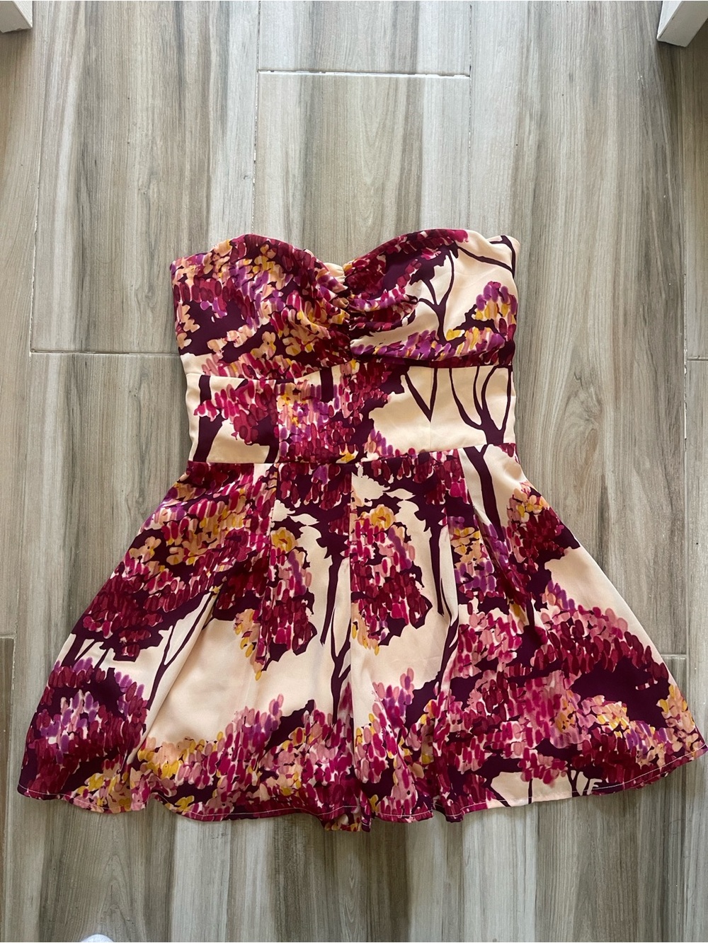 Paper Crown Magenta and Cream Floral Dress